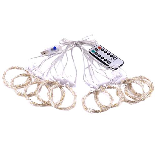 Moligh doll 300 LED 8 Lighting Mode Fairy Lights Remote Control USB Powered Bedroom Party Wedding Home Garden Wall Decoration (Warm White)