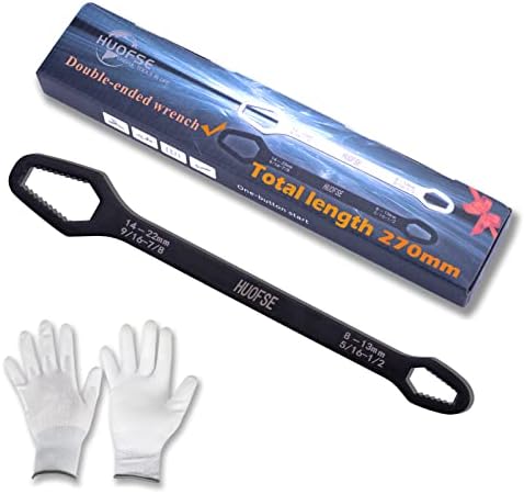 HUOFSE Double End Multifunctional Universal Wrench,8mm-22mm Self-Tightening Adjustable Wrench Set Tools, Chrome Vanadium Steel, Black