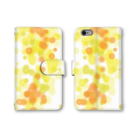 【ノーブランド品】 Xperia XZ Premium 用 SO-04J 対応 スマホケース 手帳型 ドット柄 アート 水玉模様 イエロー 黄色 SO-04J 対応 ケース