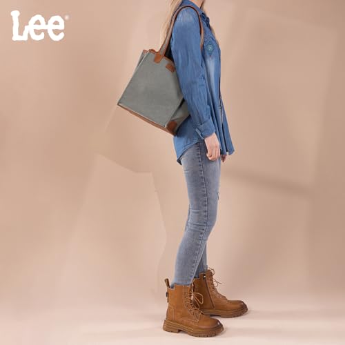 Image of Montana West x Lee Canvas Tote Bag for Women Square Shoulder Handbag with Multiple Pockets for Work and Travel