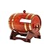 HWhome Rosso Marrone 5L Distributore di Bevande,Botte di Pino 10L Invecchiato Vino E Liquori Botte di Vino Botte di Whisky Brandy Barile di Legno Solido(con Portabottiglie)(Size:20L)