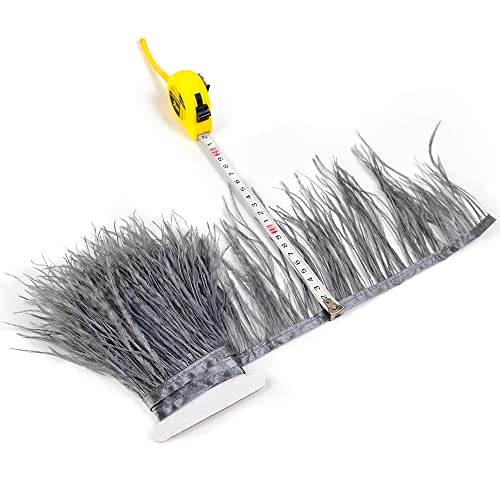 3 Yards 10-15cm Dark Grey Ostrich Feathers Trim Fringe for DIY Dress Sewing Crafts Costumes Decoration, dark grey 020# - Image 4