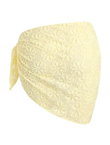 Image of ZAFUL Women's Sarong Coverups Bathing Suit Cover Up Mini Skirt | Textured Mesh, Scalloped Hem,Multiway Cover Up, One Piece Style, Triangle Bikini Cover Up Mini Skirt,One Size