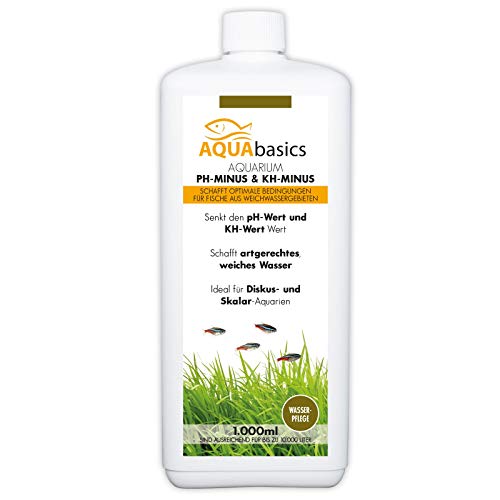 AQUAbasics Aquarium pH-Minus und KH-Minus senkt einfach und schnell den pH- und den KH-Wert - Ideal für Fische aus Weichwassergebieten wie Diskus und Skalare, Größe:1 Liter