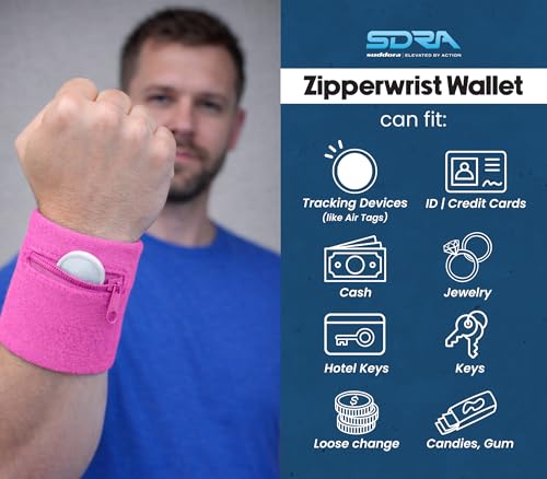Image of Suddora Zipper Wrist Pouch - Sweatband /Wristband Wallet for Keys, ID, Cards, Cash