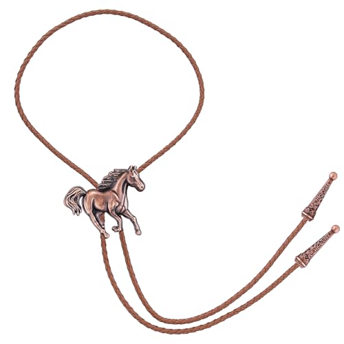 Image of GelConnie Bolo Ties for Men Women Western Cowboy Tie Mens Western Necklace Leather Necktie Gold Bolero Tie Cowboy Necklace