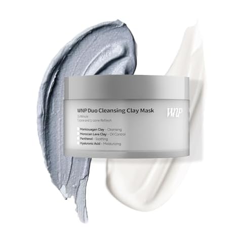 WNP Hyaluronic Acid Clay Mask Deep Cleansing Duo Face Mask for T-Zone & U-Zone Care Blackhead Removal & Pore Cleansing Hydrates & Protects Skin Barrier with 3 Mineral Clays, Niacinamide Cover