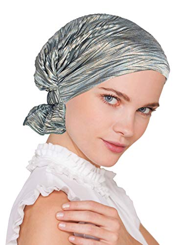 Abbey Cap Womens Chemo Hat Beanie Scarf Turban Headwear for Cancer Blended Knit Blue Green Gold