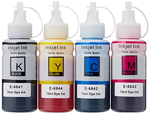 Ensemble de 4 flacons d’Encre de Rechange Epson T664 Compatible avec Les imprimantes EcoTank Cover