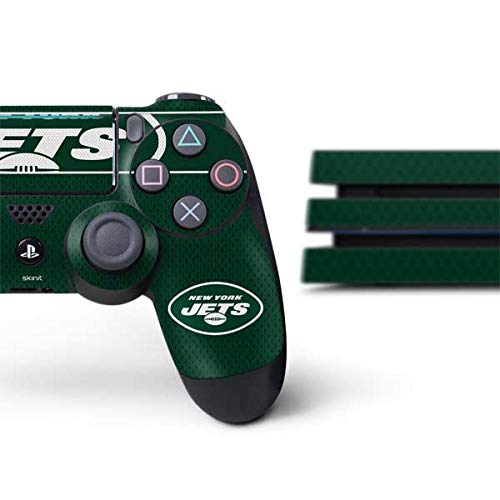 Skinit Decal Gaming Skin Compatible with PS4 Pro Console and Controller Bundle - Officially Licensed NFL New York Jets Zone Block Design