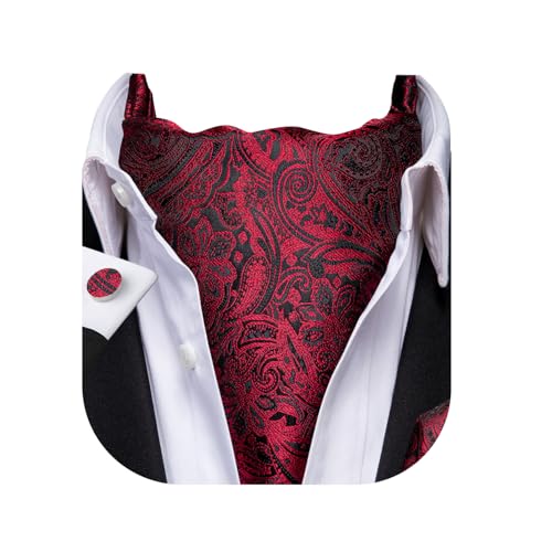 Image of Dubulle Paisley Floral Ascot for Men Self Tie Mens Cravat and Pocket Square Cufflinks Wedding