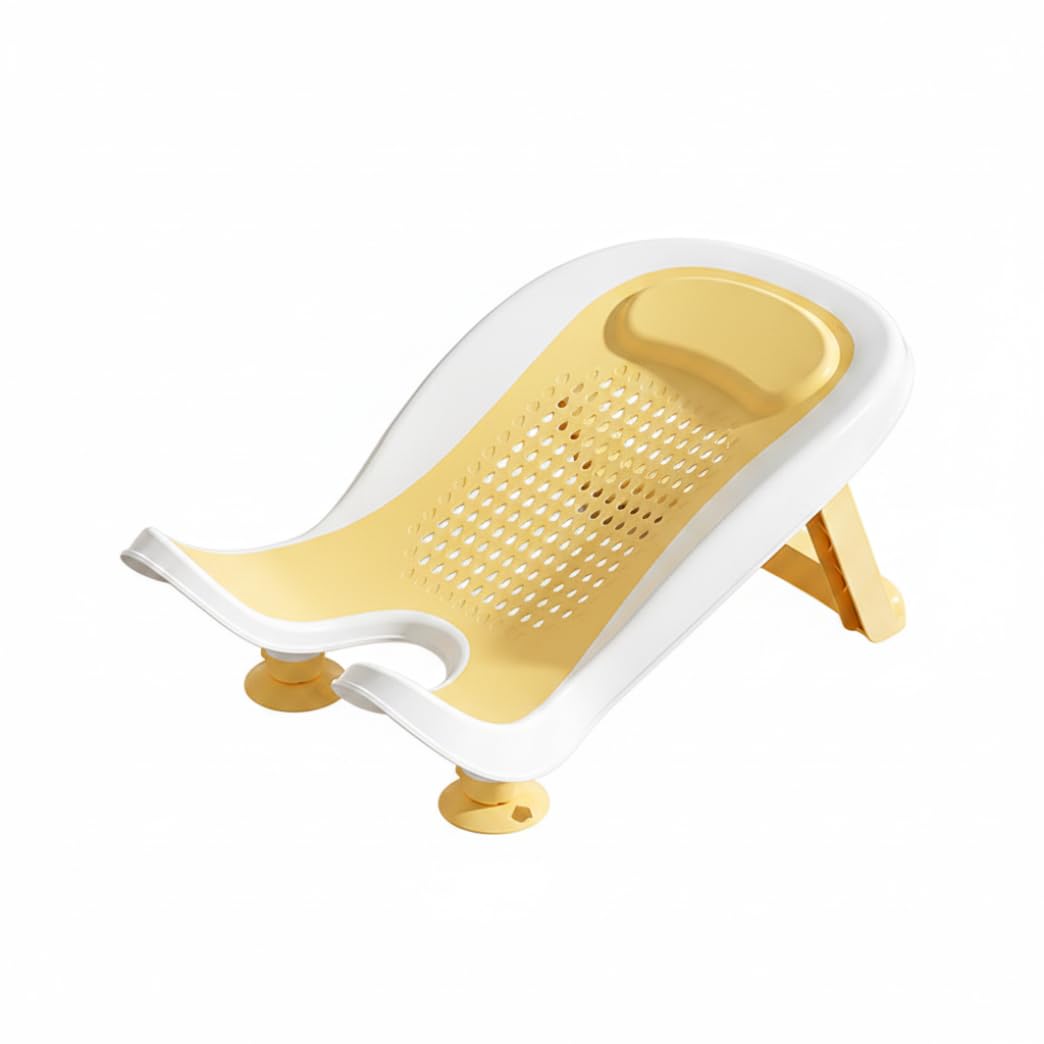 Lavabo para bebés, soporte para lavabo de bebé, higiénico sin reflujo con respaldo ergonómico y ventosas, amarillo higiénico sin reflujo con respaldo ergonómico ventosas