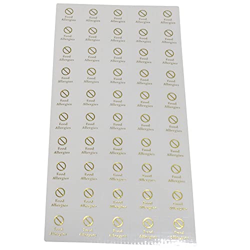 Food Allergies Slash Meal Stickers for Place Cards (Clear with Gold Icon) by Savor The Memories