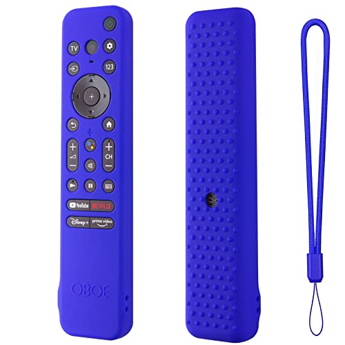 Image of Oboe Silicone Tv Remote Cover Compatible with Sony Smart Tv 2022 Voice Remote RMF-TX 800U / RMF-TX 900U Remote Protective Case with Lanyard (C-Blue) [Remote NOT Included]