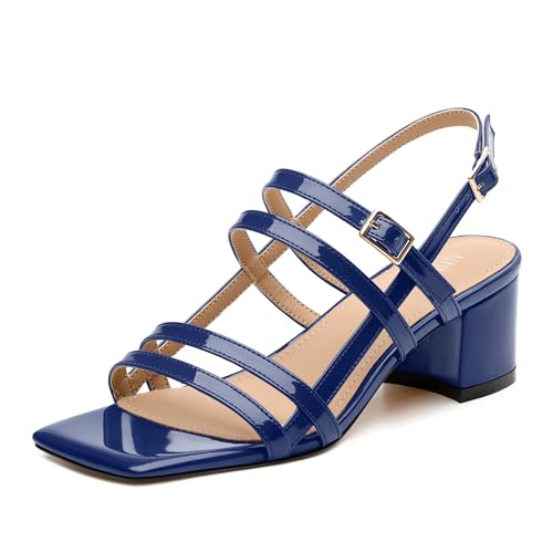 NUMALEO Women's Dressy Sandals Strappy Slingback Low Heel 2 Inch Chunky Heel Open Toe Comfortable Summer Sandals for Women Cute Party Wedding Casual Shoes