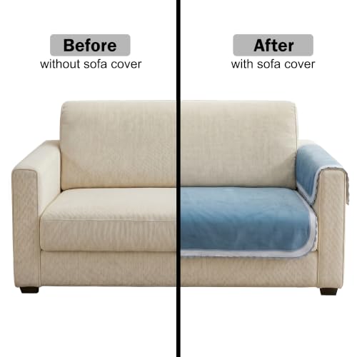 Image of Story@Home Velvet Sofa Cover 3 Seater Set (76x178cm) with Arm Rest Covers |Anti Slip Sofa Mat 3 Seater for L shape Sofa Cover |Measure your Sofa & Create your Own Customized Set - Ombre Shades of Blue