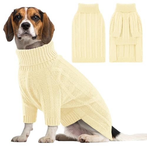 Queenmore Maglioncino Cane per Bulldog Francese, Invernale Felpa Cane Corgi, Perfetto per Quotidiano (Avorio, L)