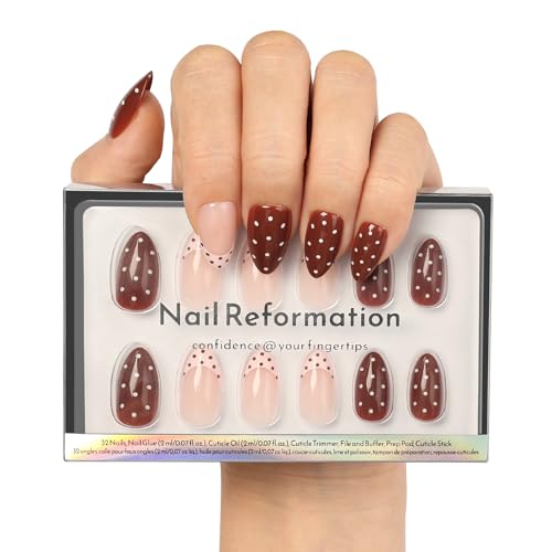Nail Reformation Press On Nails, Chocolate Sprinkle | Polka Dot S...