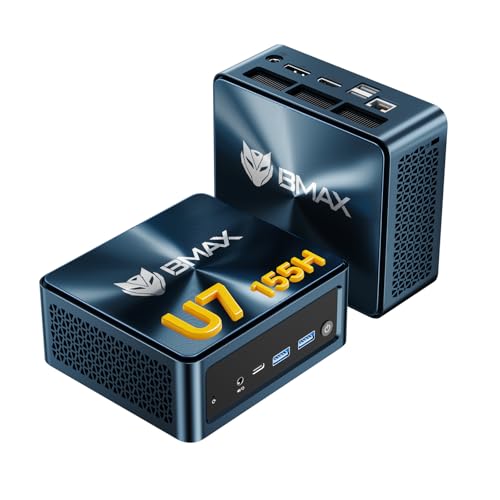 BMAX Mini PC B11 Power, Intel Core Ultra 7 155H, 24GB LPDDR5 + 1TB NVMe SSD, Mini Computer Windows 11 Pro | 2.5G LAN | 4K Triple Display | WiFi 6, BT | AI PC für Videobearbeitung/Gaming/Offi