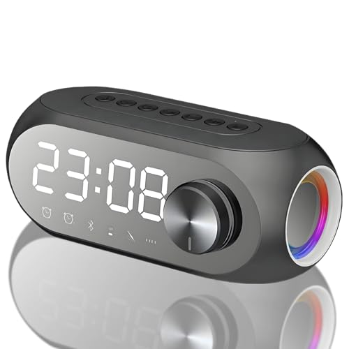 La Mejor Selección de Despertadores los 10 mejores. 47 Reloj Despertador Digital con Bocina Bluetooth,Despertador Inteligente Dual, Pantalla de Espejo LED,Altavoces Inalámbricos Soporte AUX/TF/USB/Bluetooth para Interior, Hogar y...
