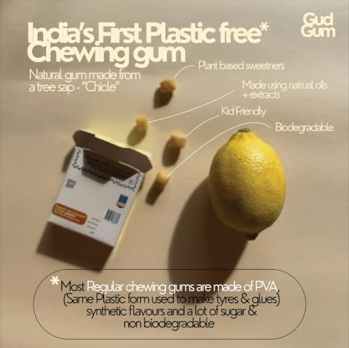 Image of Gud Gum- Natural, Plastic Free Chewing Gum -21g x 2 - Mini Pack of 2 - No added artificial colours, flavours & sweeteners (2 Pack, MIxedBerry - Charcoal Mint)