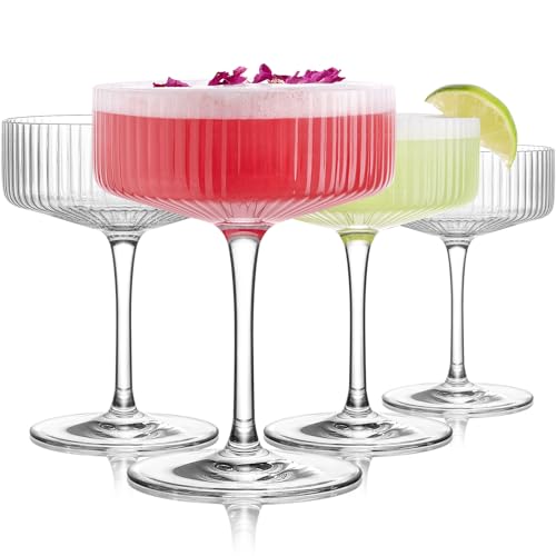 LUNA & MANTHA Coupe Glasses Set of 4, 10oz Crystal
