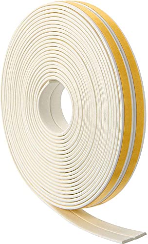 AORUI I-Type Draught Excluders Tape for 1mm to 2mm Doors Windows Gaps SoundProof Weather Strip Tape Seals EPDM Rubber Energy Saving Draft Sealing Strip 9mm x 2mm x2.5m, White