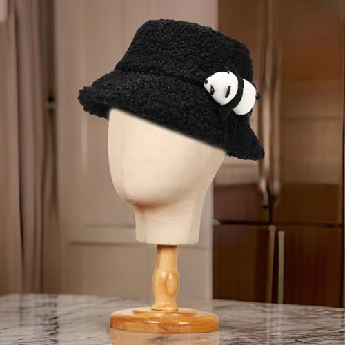 Cartoon Fisherman Hat Panda Head Wrap Furry Panda Soft Thicken for Women Outdoor Wear Winter Sports Cycling Skiing4