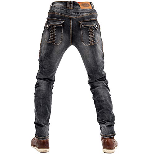 LOMENG Motorcycle Riding Jeans Motorbike Motocross Pants Protective Trousers Safety CE Knee Hip Removable Armored for Men Black 34, 34 Regular - Thumbnail 7