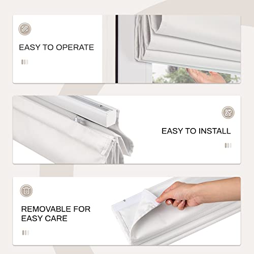 Cresmar Cordless Roman Shades Blackout Fabric White 27W X 64H, Window Blinds And Room Darkening Shades, Thermal Insulated, Easy To Pull Down #TOP1