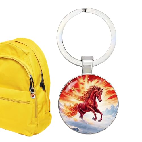 gifyym Portachiavi A Forma Di Cavallo - Pendente In Con Design A Fiamme 2D | Ciondolo Per Borsa In Lega Di Zinco, Accessorio Alla Per Borse Da Donna, Zaini, Per Feste Di Natale, Diametr