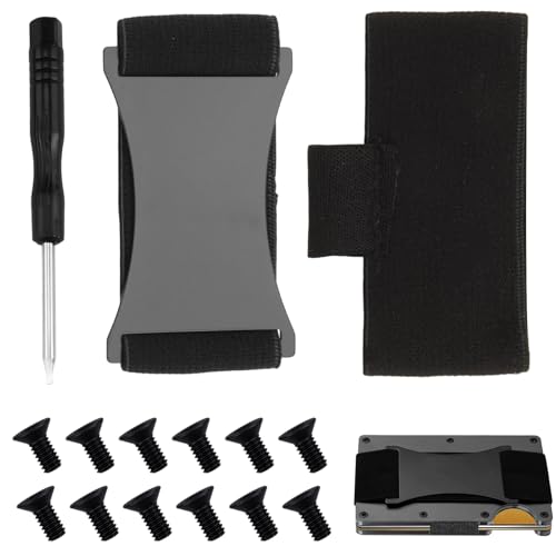 Wallet Elastic Band Replacement Kit Compatible with Ridge Metal Wallets Durable Elastic Cash Strap with Screws and Mini Screwdriver Repair Accessories for Mens Minimalist Card Holder Wallet (set1)