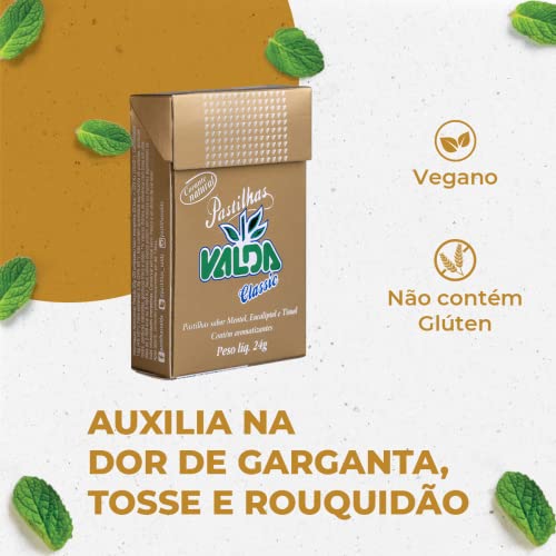 Pastilhas Valda Classic com Eucaliptol, Mentol e Timol – Sabor Mentol e Eucaliptol - Kit com 12 Cart