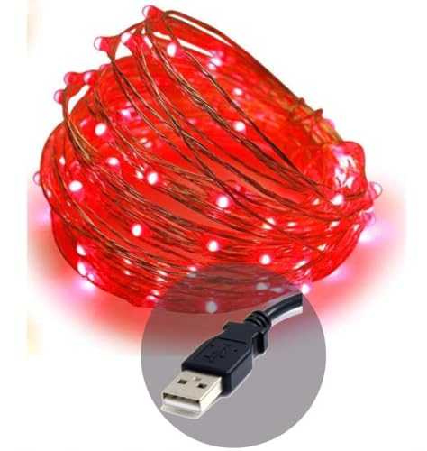 Image of NW USB String Light | USB Light | Decoration Copper USB Powered | 100 Led Light | 10 Meters Light Color- Red (Pack of 4)