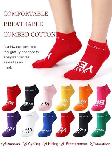 Mepase 12 Pairs Inspirational Athletic Running Socks Golf Low Cut No Show Socks Multicolored Running Gifts for Women4