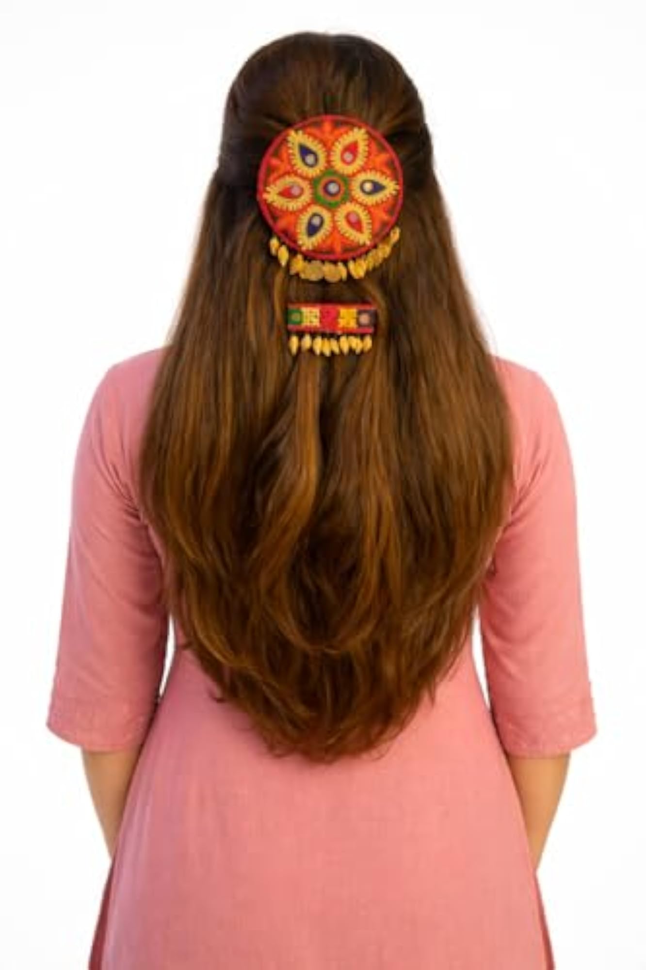 Multicolour Hair Clip Set for Navratri & Ethnic Fashion