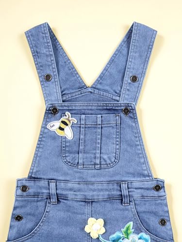 Image of KiddoPanti Girls Solid A-Line Fit Pinafore 5 Pocket Denim Dungaree Skirt