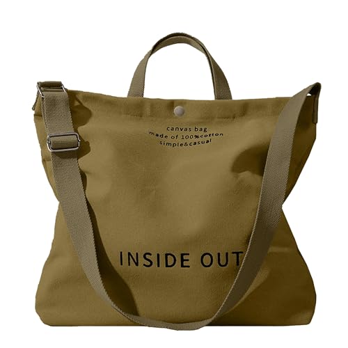 Image of Canvas Tote Bag For Women inside out bag Crossbody Handbag with Adjustable Strap and Coin Purse for Work,Travel,Grocery