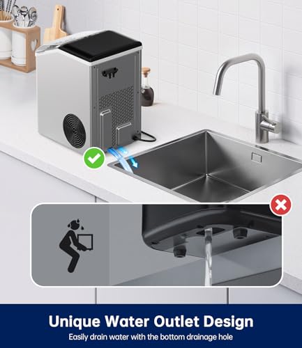 Image of WIE Nugget Ice Maker Countertop, Sonic-Style Chewable Nugget Ice, 40lbs /Day, Fast Ice Making, Quiet Operation, Self-Cleaning Ice Maker Machine, Compact Ice Machine for Home Kitchen Party