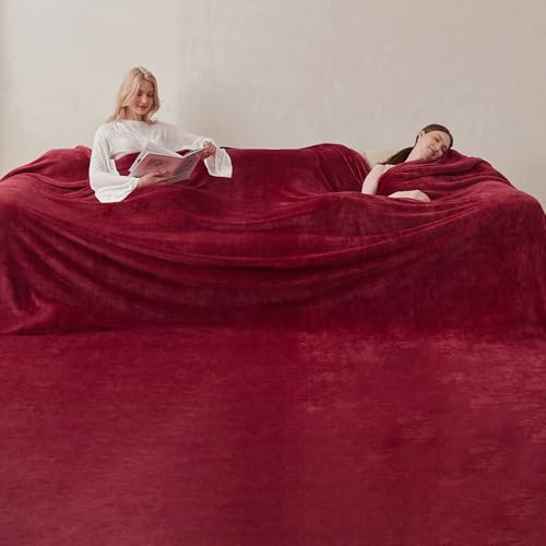 COOVA Oversized King Fleece Blanket 120x138 inches, Soft Cozy Warm Giant Extra Large 10'x11.5' Blanket for Bed, Sofa, Couch,Travel, Camping, California Huge Flannel Big Throw Blanket, Burgandy Red