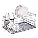 Ociekacz do naczyń Stojak na ociekacz do naczyń kuchennych, 2-poziomowy stojak na naczynia z tacą ociekową Uchwyt na przybory kuchenne, Stojak do suszenia naczyń nablatowy Stojak na naczynia oci