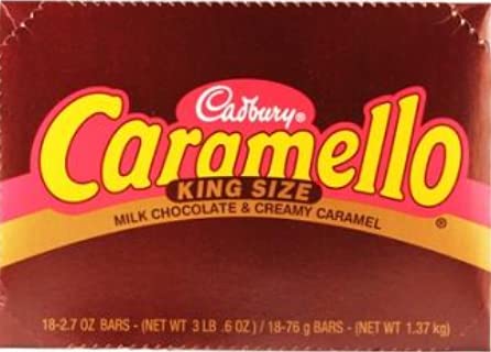 CADBURY CARAMELLO Milk Chocolate and Creamy Caramel, Bulk, Individually Wrapped King Size Candy Bars, 2.7 oz (18 Count)