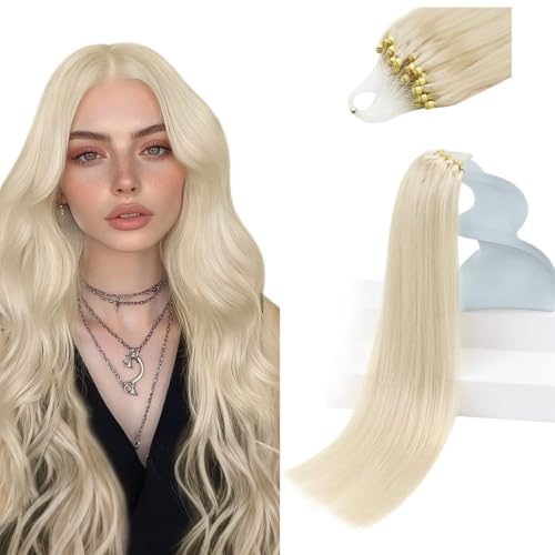Sunny Hair Micro Link Hair Extensions Human Hair Platinum Blonde 14 Inch