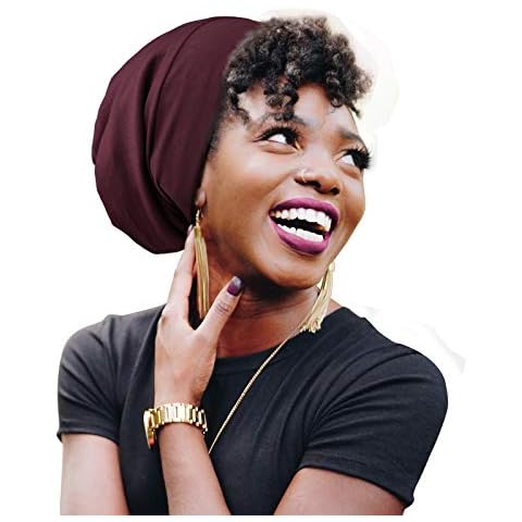 FocusCare Sleep Cap for Women Silk Satin Lined Dark Burgundy Cover