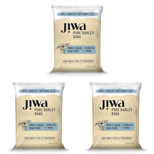 Image of Jiwa Pure Barley Rava | 500 G | Cooks In 7 Minutes | Millet | Jau Rava | Low GI | Suitable for Diabetics (Pack of 3)