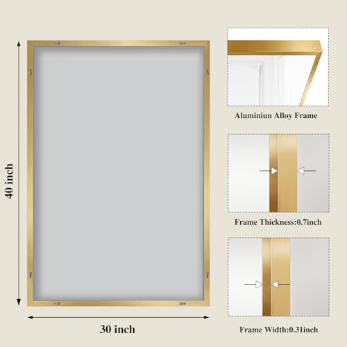 Image of Koonmi Gold Mirrors for Wall, 30x40 Inch Bathroom Mirror, Rectangular Wall Mirror for Living Room Bedroom Bathroom, Hangs Horizontally or Vertically