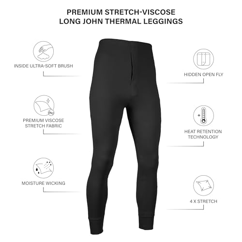 Men's Long Johns Thermal Underwear | Fleece Lined Base Layer Bottoms- 3 Pack2