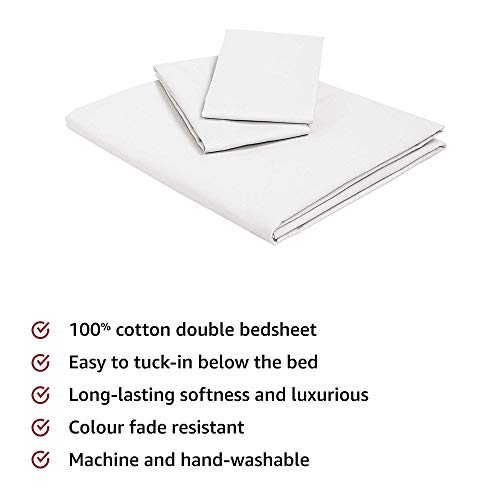 Image of Amazon Brand - Solimo Microfibre Reversible Comforter, Double (Subtle Beige & Walnut Brown, 200 GSM) Solid 144 TC 100% Cotton Double Bedsheet with 2 Pillow Covers, Off-White