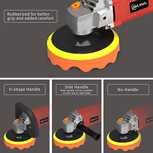 Silvel Buffer Polisher, 1580W 7 Inch/6 Inch Rotary Car Buffer Polisher Waxer, 7 Variable Speed 1000-3500 Rpm, Detachable Handle For Car, Boat Sanding, Polishing, Waxing #TOP3