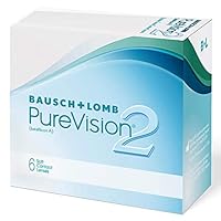 Bausch + Lomb PureVision 2 Monatslinsen, sehr dünne sphärische Kontaktlinsen, weich, 6 Stück / BC 8.6 mm / DIA 14 / -6.50 Dioptrien